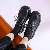 Joskaa Woman Oxford Shoes Pu Leather Lace Up Casual Shoes Platform Shoes Brown Black Vintage Lolita Mary Jane Shoes Zapatos Mujer 2024