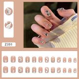 Joskaa 24Pcs Glitter False Nails 3D Diamond Star River Decor Press on Nails Short  Detachable Fake Nail Back To School Nails