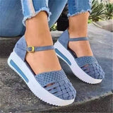 JOSKAA Fashion Women Hollow Out Sandals Summer Flat Heels Sandals Female Casual Sewing Women Shoes Platform Sandals Ladies Sandalias