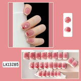 Joskaa 24Pcs False Nails French Ballet Press On Nail Art Seamless Removable Wearing Reusable Fake Nails Back To School Nails