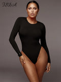 Joskaa O Neck Long Sleeve Solid White Sexy Bodysuit Women Black Autumn Winter Body Top Gray Casual Lady Streetwear Bodysuits