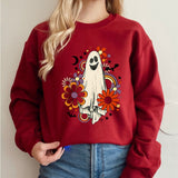 Halloween Joskaa Vintage Halloween Sweatshirt Flower Ghost Halloween Sweatshirt Spooky Halloween Mom Pullover Pumpkin Halloween Sweatshirt Hoodie