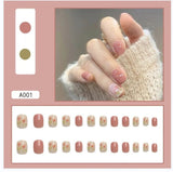 Joskaa 24pcs Long Gradient Nude False Nail With Glue Simple Ins Style Artifical Press On Nails Acrylic Nails Blueberry Milk Nails