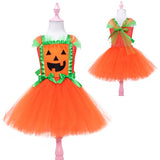 Halloween Joskaa Scary Pumpkin Monster Girls Halloween Dress Up Tutu Dress Kids Clothes For Carnival Party Dresses Orange Dress With Ruffles