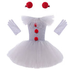 Halloween Joskaa Joker Pennywise Girls Tutu Dress Kids Gray Creepy Clown Halloween Costume Cosplay Clothes Children Birthday Fancy Dresses