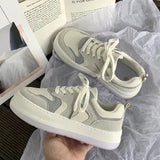 JOSKAA   - Sneakers Grey White Canvas Women's Sports Shoes Summer New Platform Flat Lolita Vulcanize Running Tennis Basket