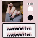 Joskaa 24Pcs Super Shiny False Nails 3D Drop Diamond y2k Mid-length Coffin Ballet Fake Nails Full Finished Fake Nail Barbie Nail