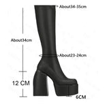 Halloween Joskaa Autumn Women High Heels Ankle Boots 2024 Winter New Fashion Shoes Chunky Chelsea Boots Platform Motorcycle Boots Party Pumps