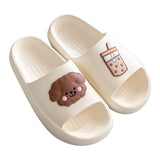 Joskaa Summer Women Thick Sole Slippers Indoor Home Non-Slip Slipper Casual Beach Slides EVA Household Cartoon Dog Animals Shoes