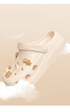 Joskaa Summer Women Slippers Shoes With Charms Jewelry Garden Shoes Wedges Platform Sandals Antiskid Female Clogs Flip Flops For Woman