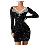 Joskaa hoco dresses Sexy Long Sleeve Spring Fall Mini Dress Lace Off Shoulder Fashion Elegant Casual Tight Short Dresses For Women Streetwear Black