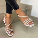 Joskaa Women Flats Clip Toe Sandals Summer Crystal Slippers Ladies Shoes 2024 New Fashion Party Trend Beach Slides Causal Rome Zapatos