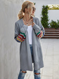 Joskaa Women Knitted Cardigans Sweater Autumn Winter Loose Rainbow Stripes Fall Coats Casual Chic Long Cardigans For Women 2024 Fashion