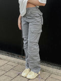 Joskaa New Women's Cargo Pants Straight Leg Jeans Fashion Streetwear Loose Wide Leg Retro Vintage Cargo Pants Women Y2k Pants