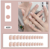 Joskaa 24Pcs False Nails French Ballet Press On Nail Art Seamless Removable Wearing Reusable Fake Nails Back To School Nails