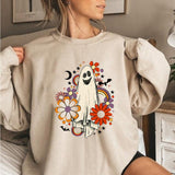 Halloween Joskaa Vintage Halloween Sweatshirt Flower Ghost Halloween Sweatshirt Spooky Halloween Mom Pullover Pumpkin Halloween Sweatshirt Hoodie