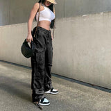 Joskaa New Women's Cargo Pants Straight Leg Jeans Fashion Streetwear Loose Wide Leg Retro Vintage Cargo Pants Women Y2k Pants