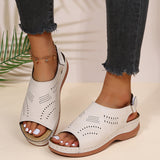 Joskaa 2024 Summer Women Platform Rome Sandals PU Leather Wedges Beach Sandalias Woman Open Toe Solid Casual Shoes Plus Size 43