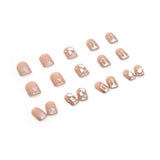 Joskaa 24Pcs Glitter False Nails 3D Diamond Star River Decor Press on Nails Short  Detachable Fake Nail Back To School Nails