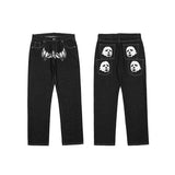 Joskaa Autumn New Streetwear Retro Hip-Hop Letter Embroidery Jeans Loose Straight-Leg Pants Wide-Leg Pants For Men And Women Couples