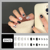 Joskaa 24pcs Gradient False Nails Cute Star Printed Design Fake Nail Short Square Faux Ongles Manicure Nail August Nails 2024