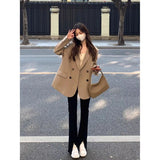 Joskaa Curry Suit Blazer Women New Korean Double Breasted Coat Streetwear Casual Jacket Female blazer