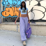 Joskaa Black Friday Sales Y2k Low Rise Parachute Purple Cargo Pants Jogger Trousers Baggy Retro Cute Sweatpants Hip Hop Drawstring