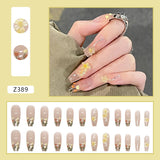 Joskaa 24P Fake Nails Press on Nails Set Diamond Streamer Flash Fly Butterfly Seamless Removable False Nail Barbie Nail August Nails 2024