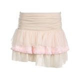 Joskaa hoco dresses 2024 new Y2K Aesthetic Coquette Ruched Assymetrical Baby Pink Mini Skirt