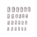 Joskaa 24pcs Shiny Diamond Design False Nail Short Star y2k Manicure Nail Patch Full Finished False Nail Back To School Nails