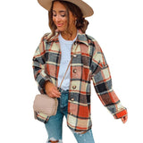 Joskaa 2024 Comfortable And Casual Women's Clothing Autumn And Winter New Windbreaker Lapel Loose Long-Sleeved Plaid Woolen Coat Women