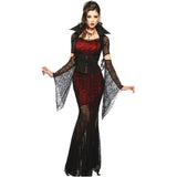 Halloween Joskaa Halloween Costume Gothic Vampiress Cosplay Women Vampire Devil Lace Wine Red Costume For Christmas Purim Party Fancy Dress