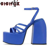 JOSKAA JOSKAA Brand New 2024 Big Size 43 Summer White Goth High Heels Sexy Party Chunky Platform Sandals Shoes Women