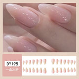 Joskaa 24pcs Long Gradient Nude False Nail With Glue Simple Ins Style Artifical Press On Nails Acrylic Nails Back To School Nails