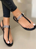 Joskaa Women Flats Clip Toe Sandals Summer Crystal Slippers Ladies Shoes 2024 New Fashion Party Trend Beach Slides Causal Rome Zapatos