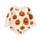 Halloween Joskaa Lioraitiin 0-3T Baby Girl Boy Halloween Days Lovely Romper Pumpkin Printing Long Sleeve Sweatshirt Jumpsuits