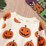 Halloween Joskaa Lioraitiin 0-3T Baby Girl Boy Halloween Days Lovely Romper Pumpkin Printing Long Sleeve Sweatshirt Jumpsuits