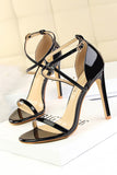 JOSKAA Woman Elegant high heel Black Stiletto Sandals