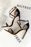 JOSKAA Woman Elegant high heel Black Stiletto Sandals