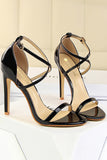 JOSKAA Woman Elegant high heel Black Stiletto Sandals