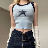 JOSKAA Fashion woman tops y2k style tank topKnitted Star Cropped Tank Top