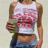 JOSKAA Fashion woman tops y2k style tank topEye Look Graphic Crop Tank Top